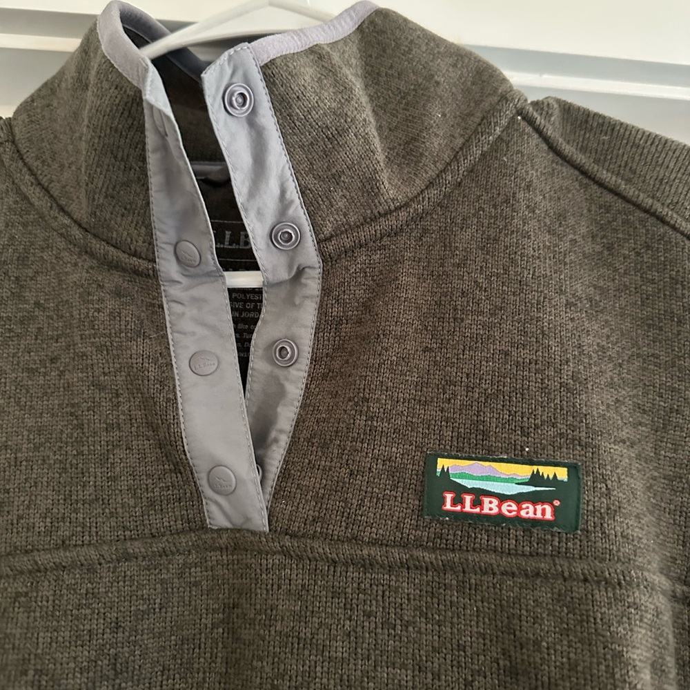 L.L. Bean Olive Green Fleece Pullover - Picture 3 of 5